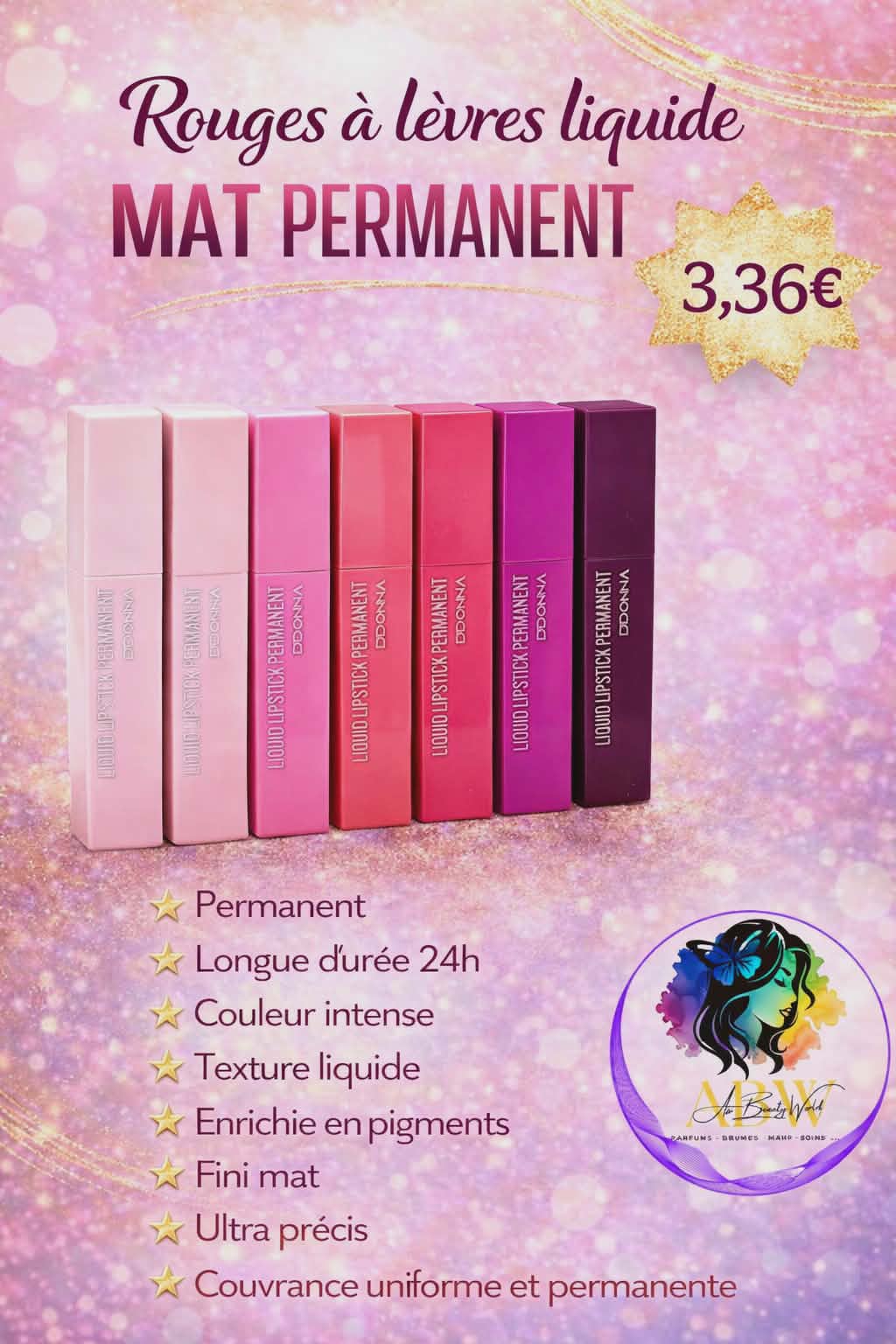 Rouge à lèvres liquide mat permanent 24h D'Donna