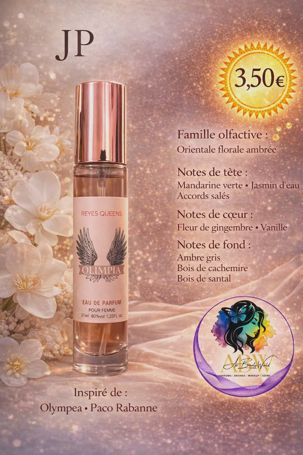 Eau de parfum femme Olimpia - Reyes Queens 37 ml