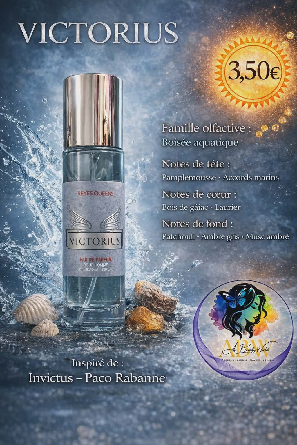 Eau de parfum homme Victorius - Reyes Queens 37 ml