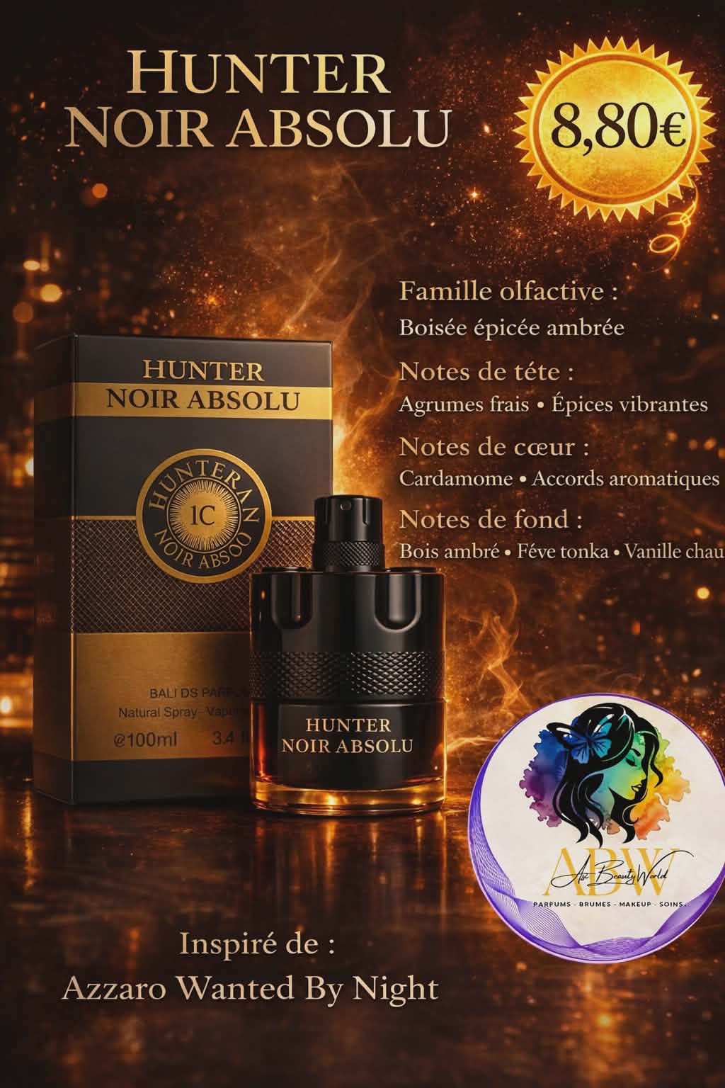 Eau de parfum homme " Hunter noir absolu " de Fragrance couture