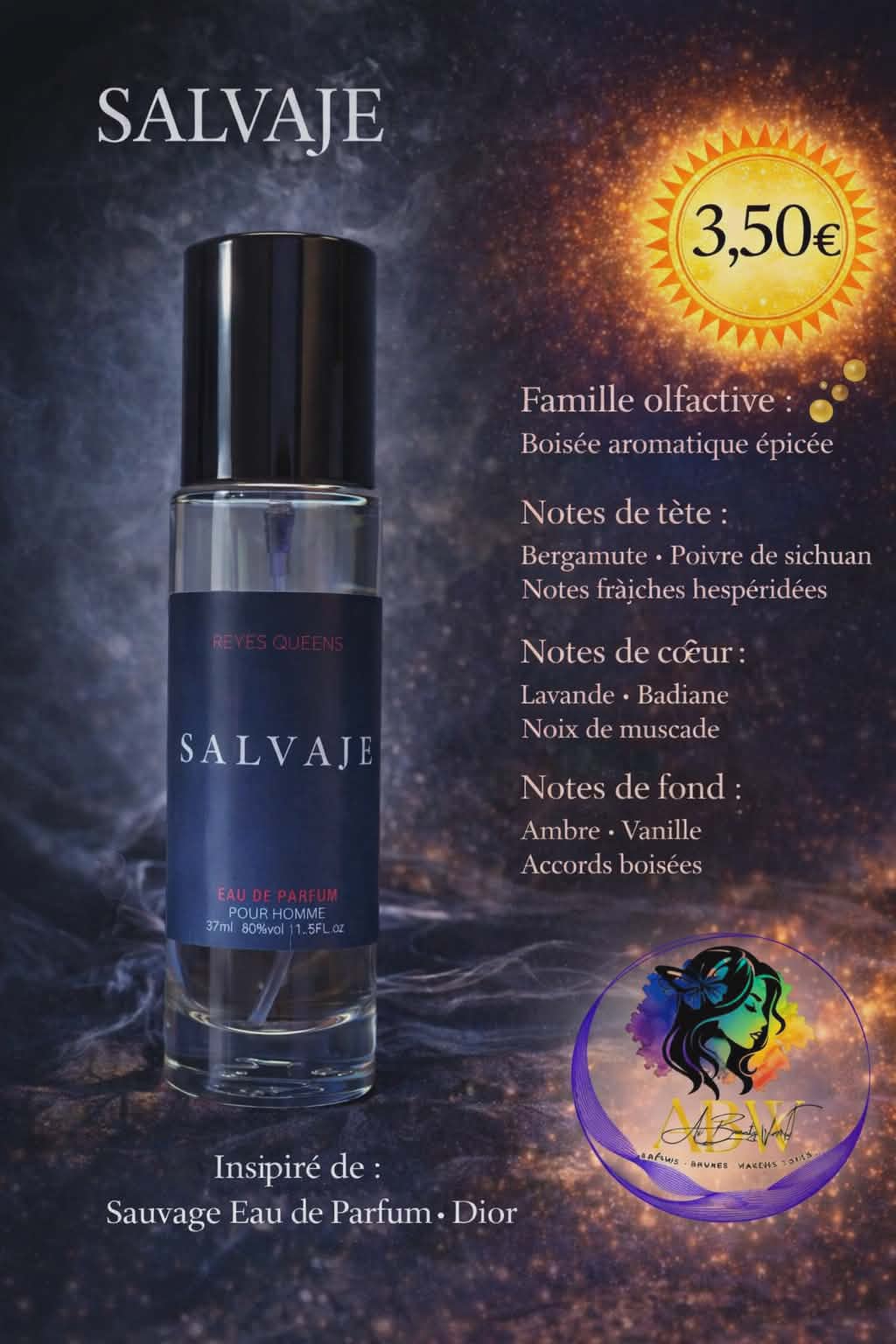 Eau de parfum homme Salvaje - Reyes Queens 37 ml