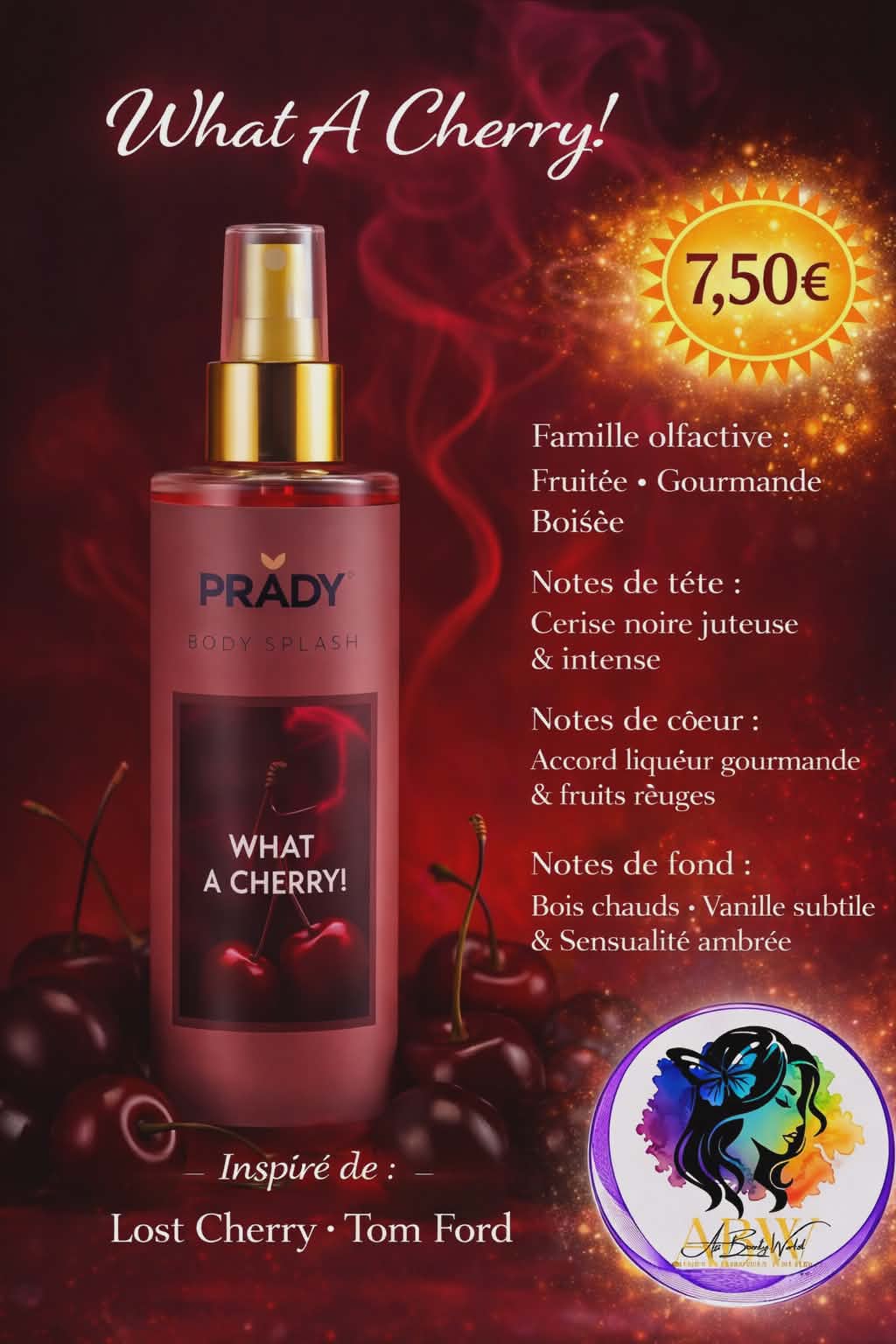 Brume corps et cheveux What a cherry - Prady 250ml