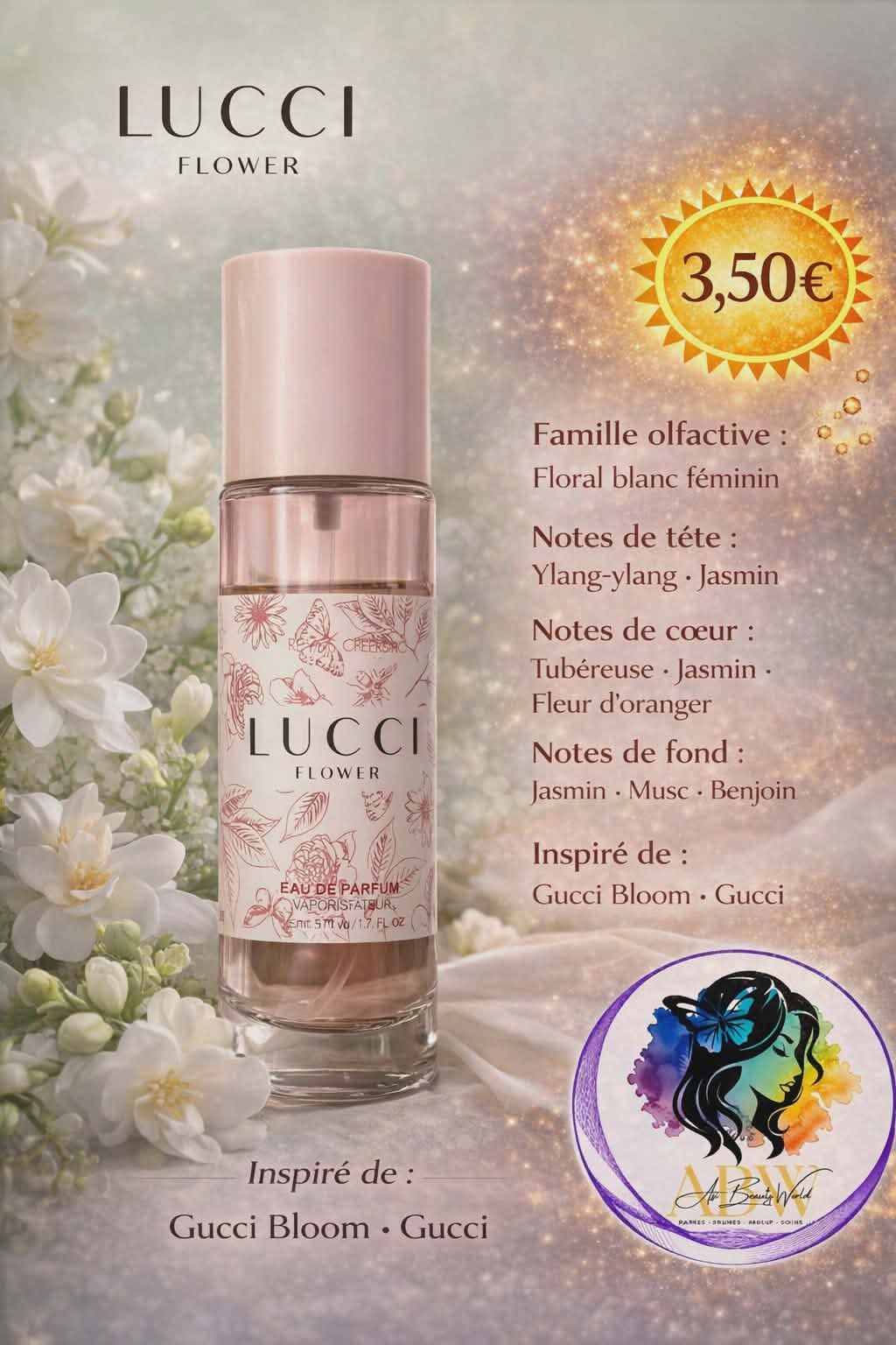 Eau de parfum femme Lucci Flowers - Reyes Queens 37ml