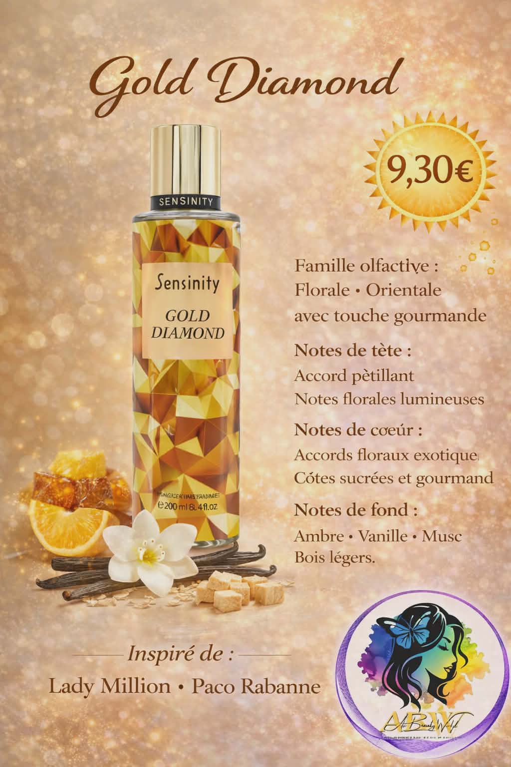 Brume corporelle parfumée Gold Diamond - Sensinity 250ml