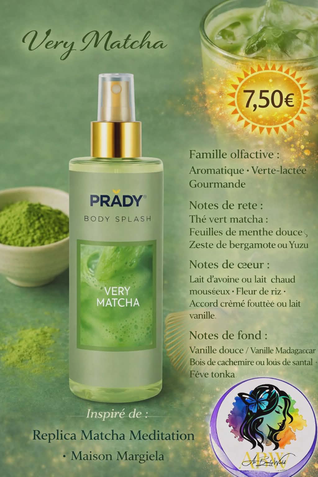 Brume corps et cheveux Very matcha - Prady 250 ml