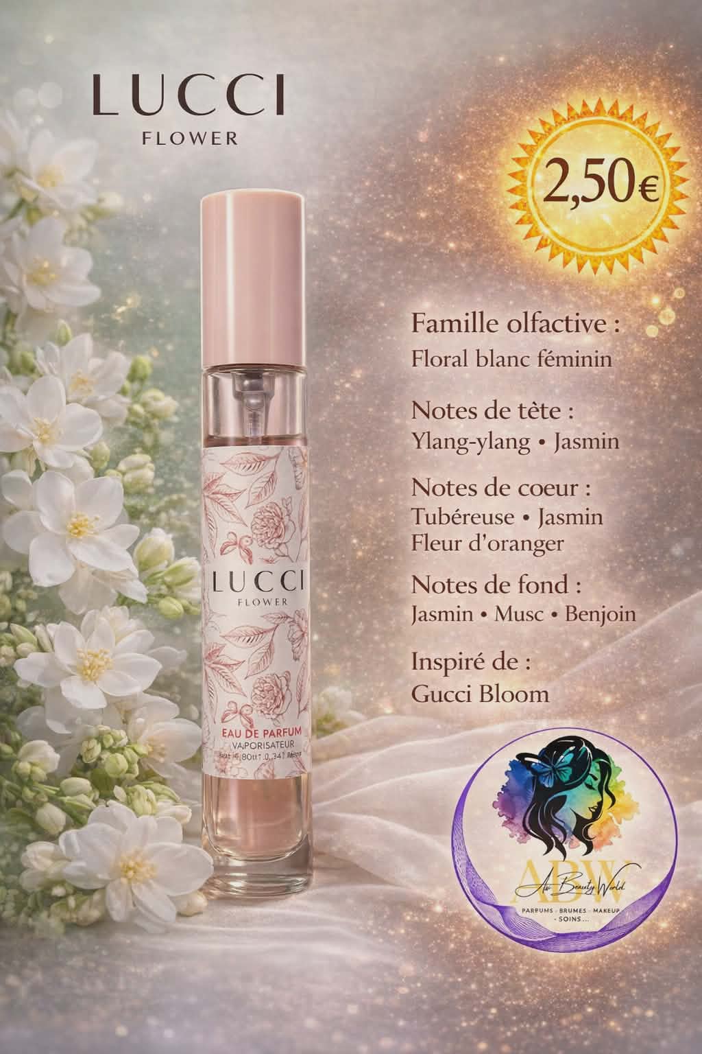 Eau de parfum femme Lucci Flower - Reyes Queens 20ml