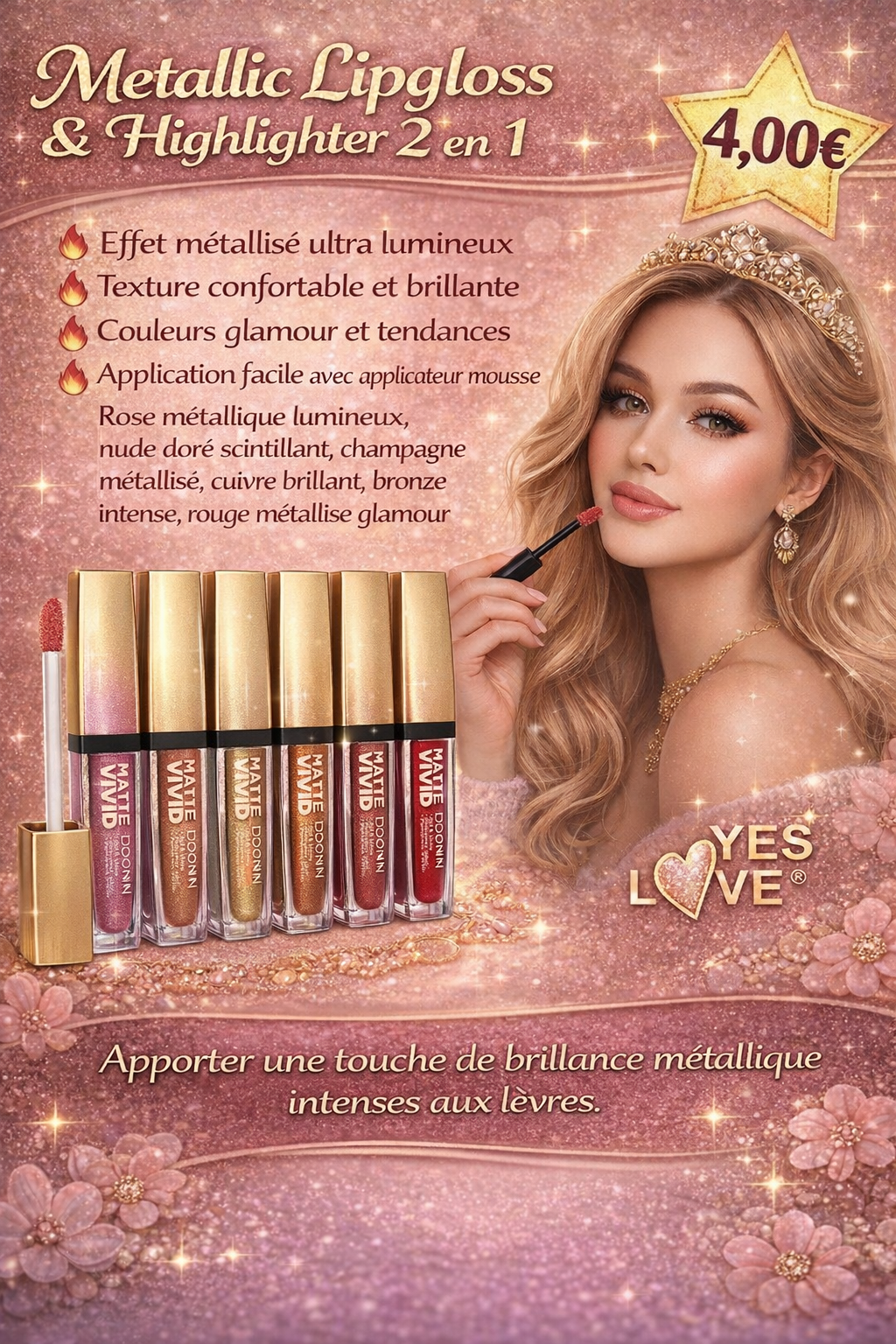 Metallic Lipgloss & Highlighter 2 en 1
