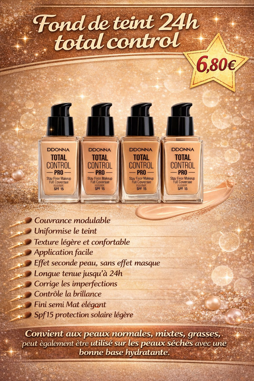 Fond de teint 24h total control pro