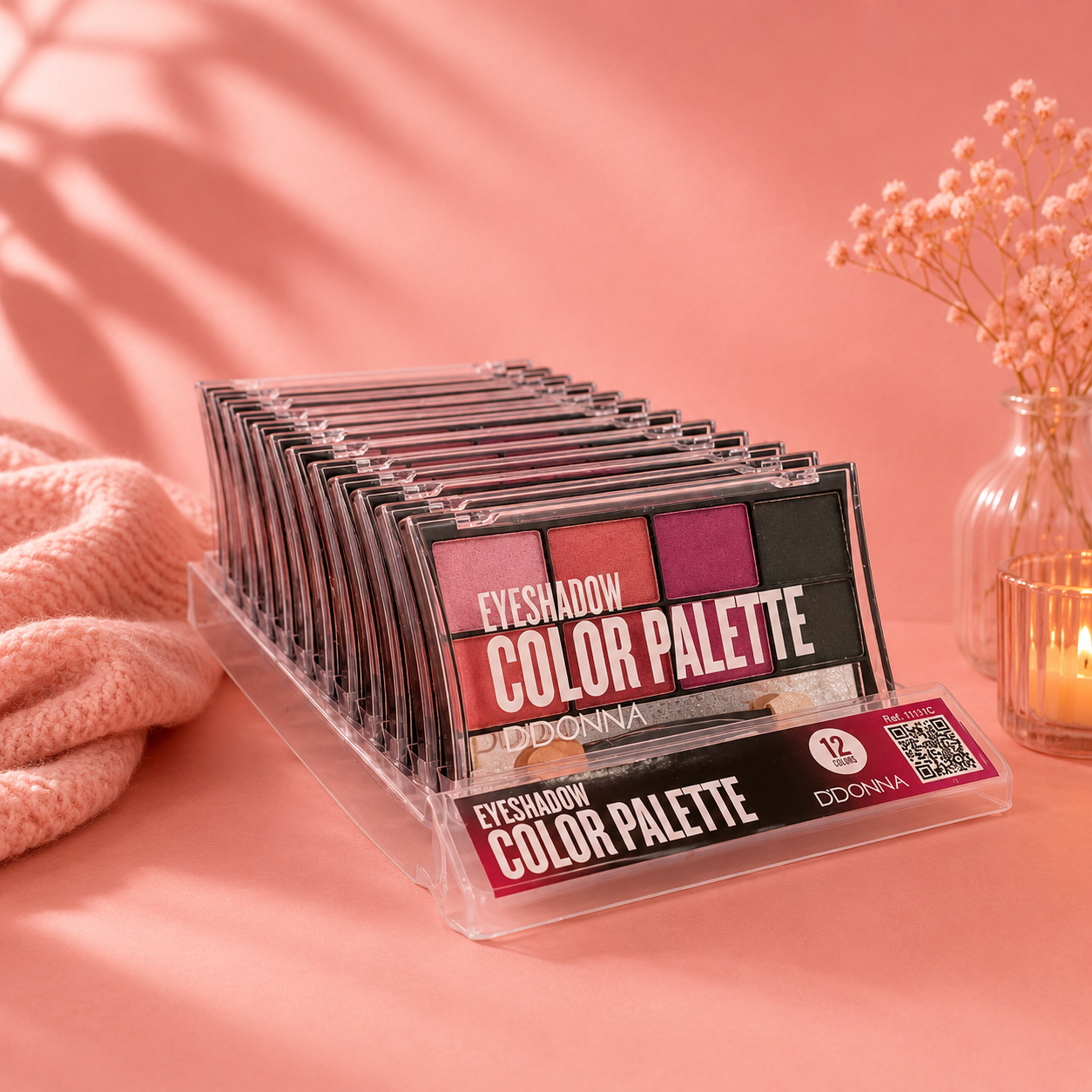 Palette de fards à paupières irisés rose D'Donna
